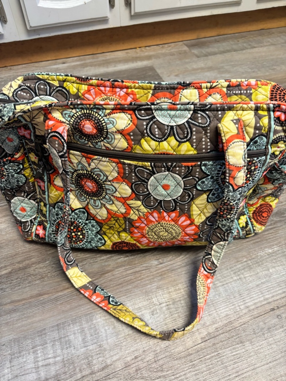 Vera Bradley Quilted Flower Shower Tote Bag Yellow Retro Multi